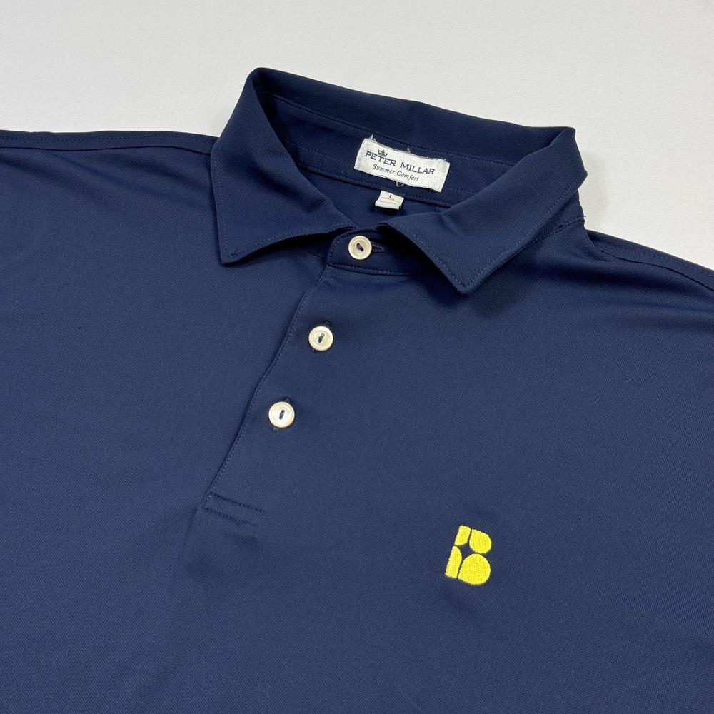 Peter Millar Golf Polo Shirt Mens Large Blue Summer Comfort Short Sleeve